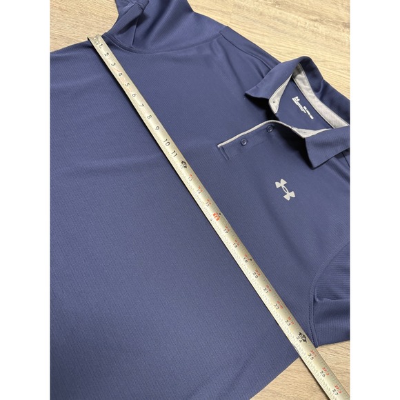 Under Armour Mens HeatGear Polo Shirt Navy Blue Grey Trim XXL 2XL Short Sleeve - Picture 5 of 6
